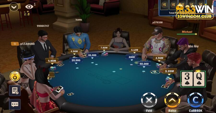 Cách tham gia cá cược Poker đơn giản tại nhà cái 33win